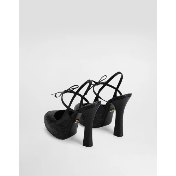 Black Dolce & Gabbana Lizard skin slingbacks, view 3 | Heels