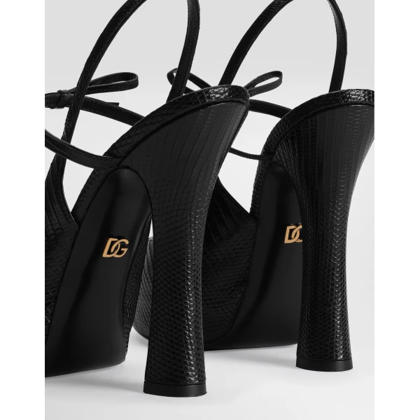 Black Dolce & Gabbana Lizard skin slingbacks, view 5 | Heels