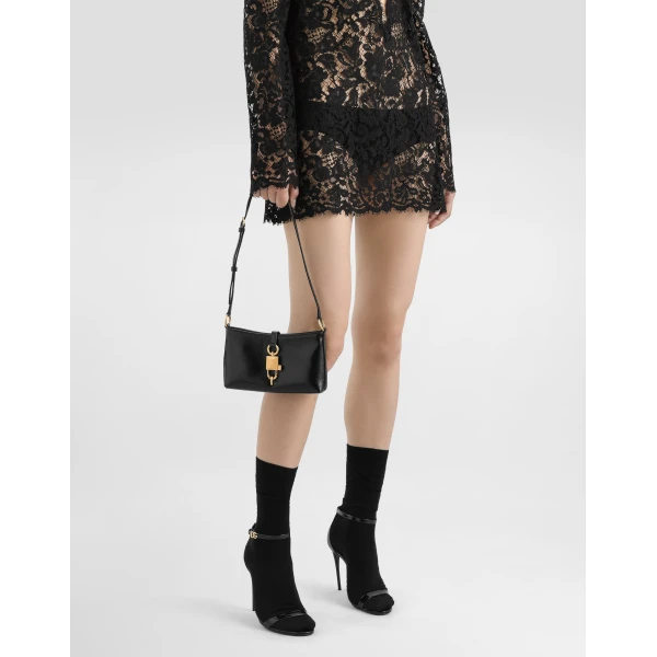 Black Dolce & Gabbana Lock shoulder bag in calfskin, view 2 | Shoulder & Crossbody Bags