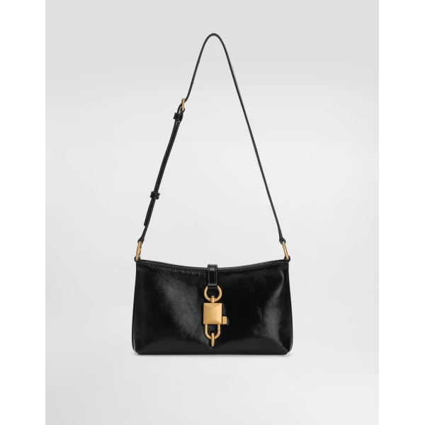 Black Dolce & Gabbana Lock shoulder bag in calfskin, view 3 | Shoulder & Crossbody Bags