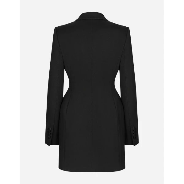 Black Dolce & Gabbana Long double-breasted Dolce tuxedo jacket in stretch wool, view 2 | Blazers