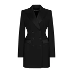 Black Dolce & Gabbana Long double-breasted Dolce tuxedo jacket in stretch wool | Blazers
