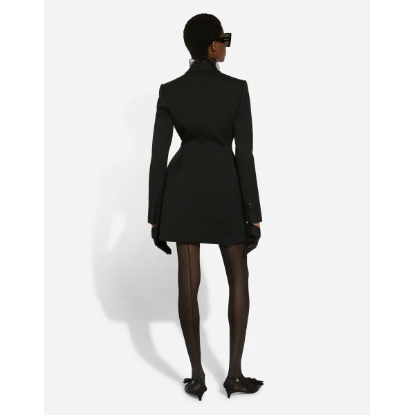 Black Dolce & Gabbana Long double-breasted Dolce tuxedo jacket in stretch wool, view 4 | Blazers