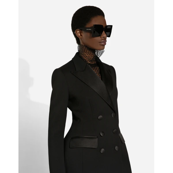 Black Dolce & Gabbana Long double-breasted Dolce tuxedo jacket in stretch wool, view 5 | Blazers