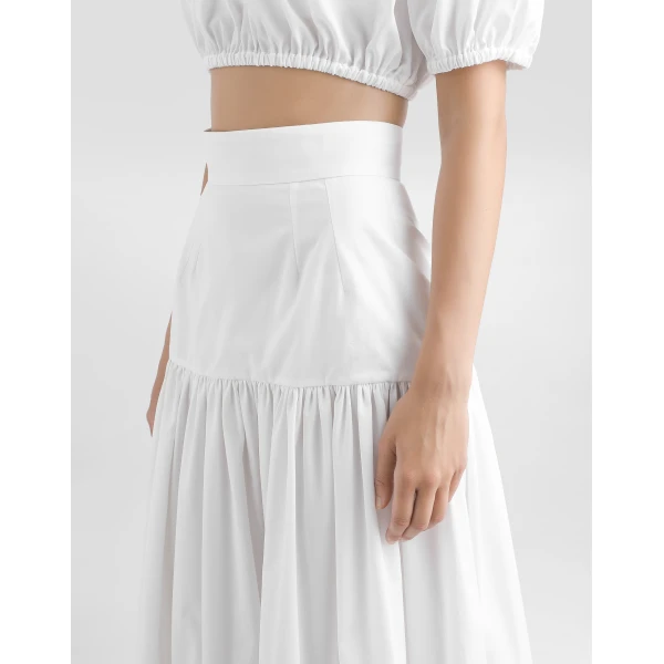 White Dolce & Gabbana Long ruffled cotton skirt, view 5 | Maxi Skirts