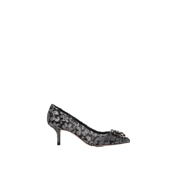Grey Dolce & Gabbana Lurex lace rainbow pumps with brooch detailing | Heels