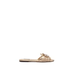 Gold Dolce & Gabbana Lurex lace rainbow slides with brooch detailing | Flip Flops & Slides