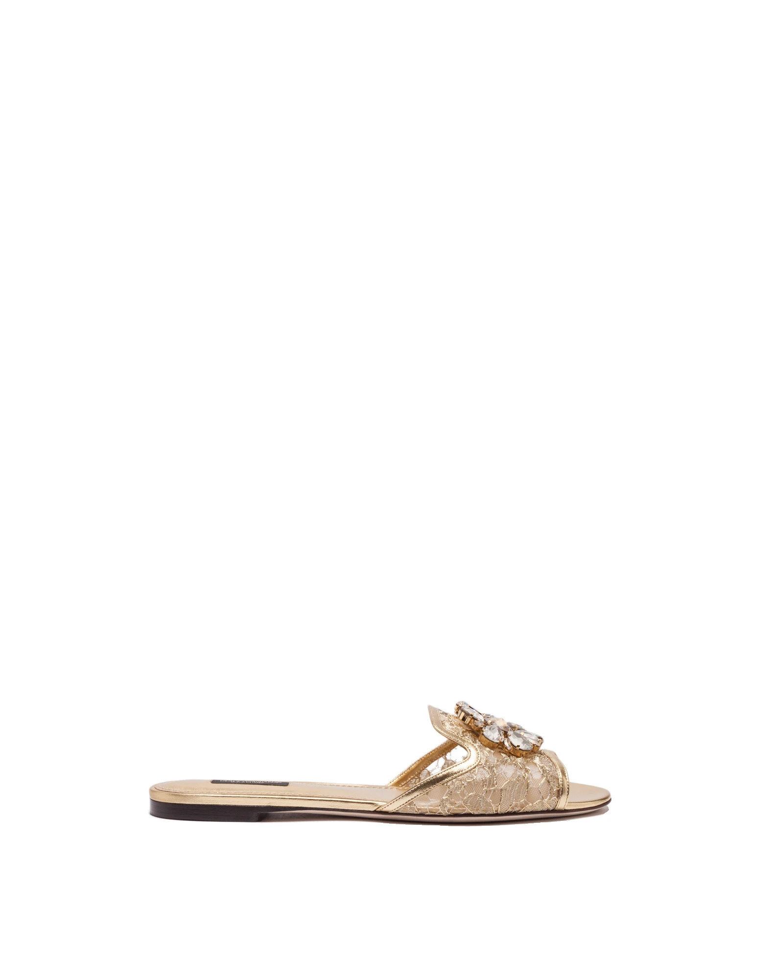 Dolce & Gabbana Lurex lace rainbow slides with brooch detailing