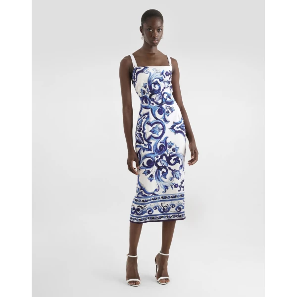 Print Dolce & Gabbana Majolica-print silk dress, view 2 | Dresses