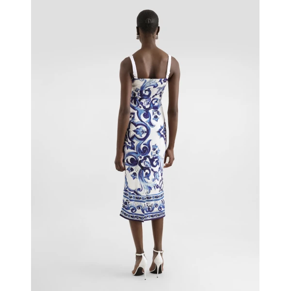 Print Dolce & Gabbana Majolica-print silk dress, view 3 | Dresses
