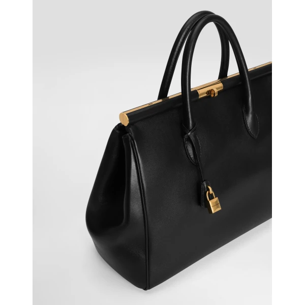 Black Dolce & Gabbana Marlene Day xl handbag in palmellato calfskin, view 6 | Totes & Top-Handle Bags