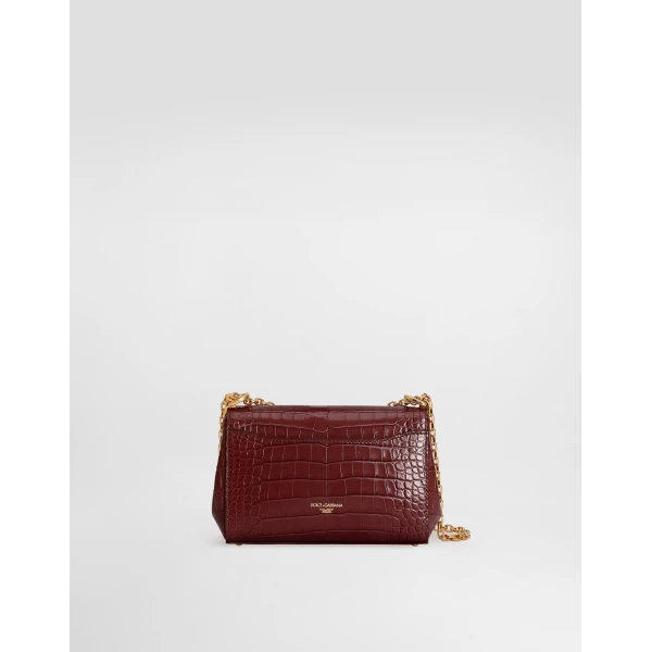Bordeaux Dolce & Gabbana Marlene city mini bag in polished alligator, view 4 | Mini Bags