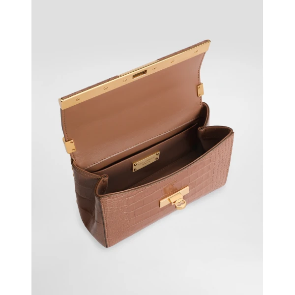 Turtle Dove Dolce & Gabbana Marlene city mini shoulder bag in polished alligator, view 5 | Mini Bags