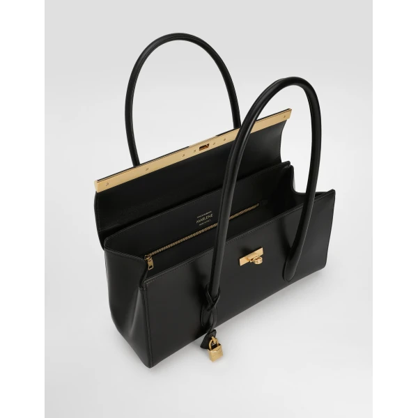 Black Dolce & Gabbana Marlene handbag in palmellato calfskin, view 5 | Totes & Top-Handle Bags
