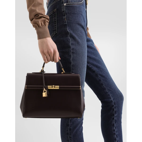 Bordeaux Dolce & Gabbana Marlene handbag in palmellato calfskin, view 2 | Totes & Top-Handle Bags