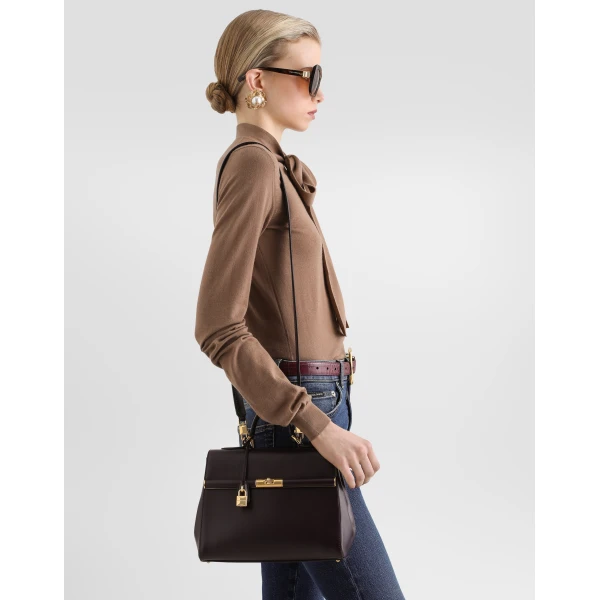 Bordeaux Dolce & Gabbana Marlene handbag in palmellato calfskin, view 3 | Totes & Top-Handle Bags
