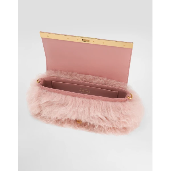 Multicolour Dolce & Gabbana Marlene shearling and palmellato calfskin shoulder bag, view 5 | Shoulder & Crossbody Bags