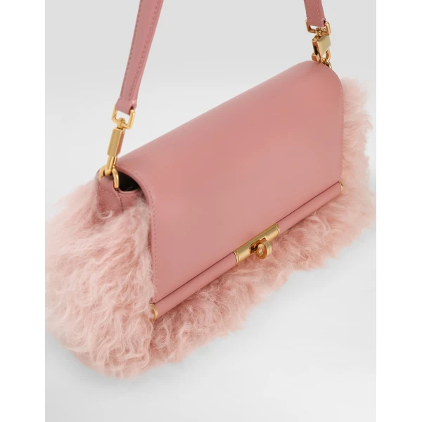 Multicolour Dolce & Gabbana Marlene shearling and palmellato calfskin shoulder bag, view 6 | Shoulder & Crossbody Bags
