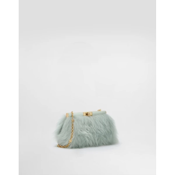 Multicolour Dolce & Gabbana Marlene shoulder bag in shearling and calfskin, view 3 | Shoulder & Crossbody Bags