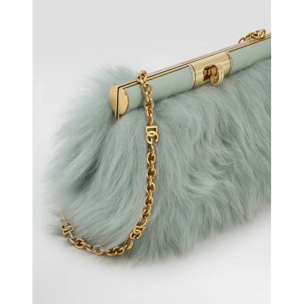 Multicolour Dolce & Gabbana Marlene shoulder bag in shearling and calfskin, view 6 | Shoulder & Crossbody Bags