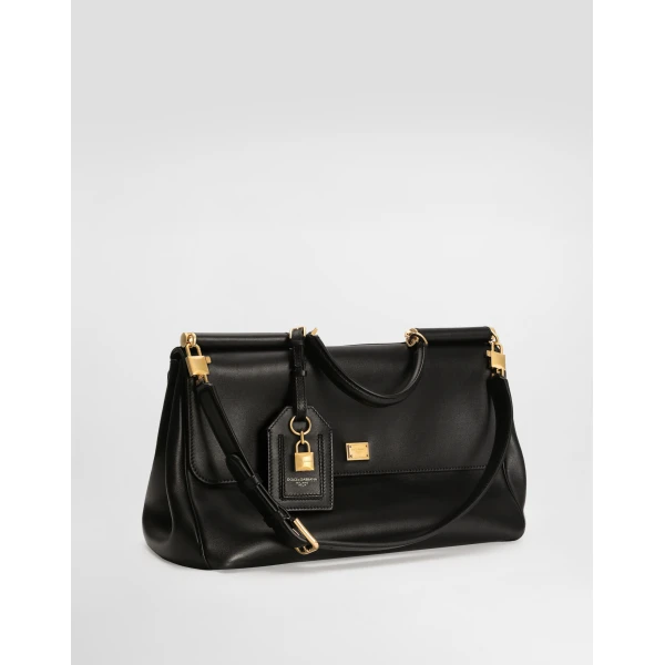 Black Dolce & Gabbana Maxi My Sicily handbag in plongé calfskin, view 2 | Totes & Top-Handle Bags