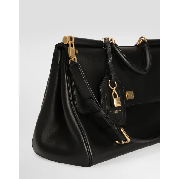 Black Dolce & Gabbana Maxi My Sicily handbag in plongé calfskin, view 4 | Totes & Top-Handle Bags