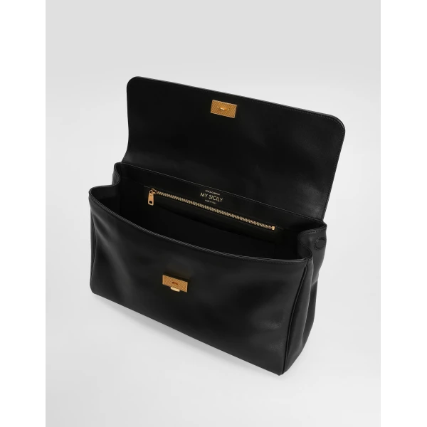 Black Dolce & Gabbana Maxi My Sicily handbag in plongé calfskin, view 5 | Totes & Top-Handle Bags