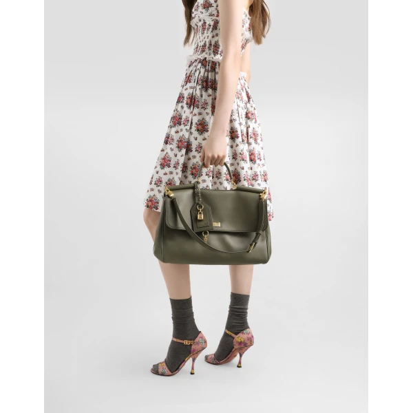 Green Dolce & Gabbana Maxi My Sicily handbag in plongé calfskin, view 2 | Totes & Top-Handle Bags