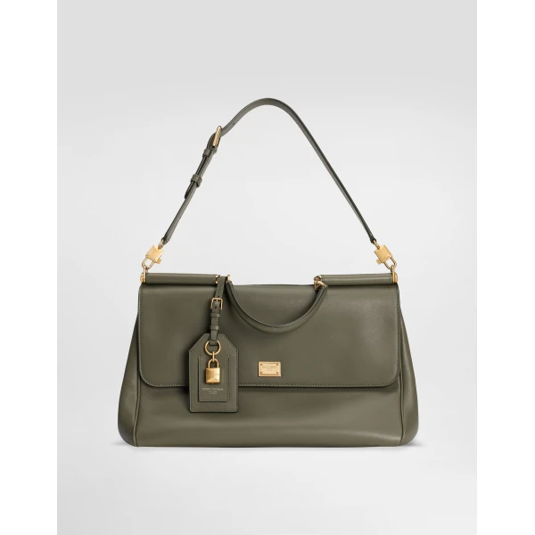 Green Dolce & Gabbana Maxi My Sicily handbag in plongé calfskin, view 4 | Totes & Top-Handle Bags