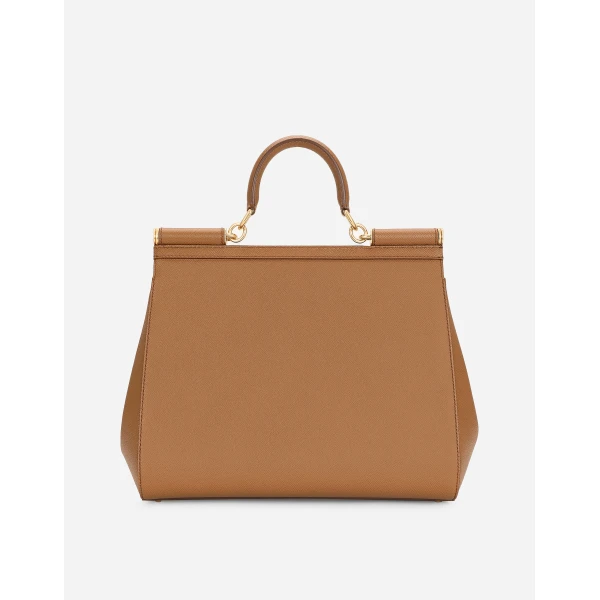 Brown Dolce & Gabbana Maxi Sicily handbag in dauphine calfskin, view 3 | Totes & Top-Handle Bags