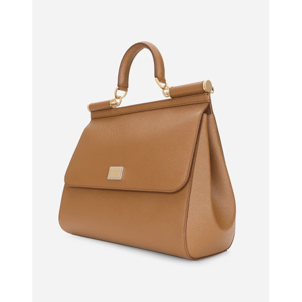 Brown Dolce & Gabbana Maxi Sicily handbag in dauphine calfskin, view 5 | Totes & Top-Handle Bags