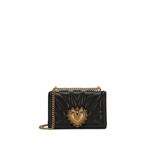 Black Dolce & Gabbana Medium Devotion bag in quilted nappa leather | Shoulder & Crossbody Bags
