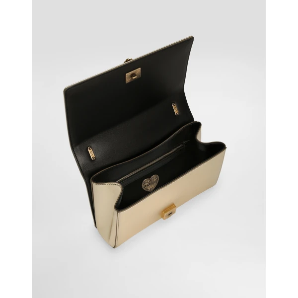 Gold Dolce & Gabbana Medium Devotion bag in quilted nappa leather, view 5 | Totes & Top-Handle Bags