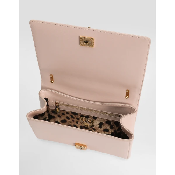 Pale Pink Dolce & Gabbana Medium Devotion bag in quilted nappa leather, view 5 | Shoulder & Crossbody Bags