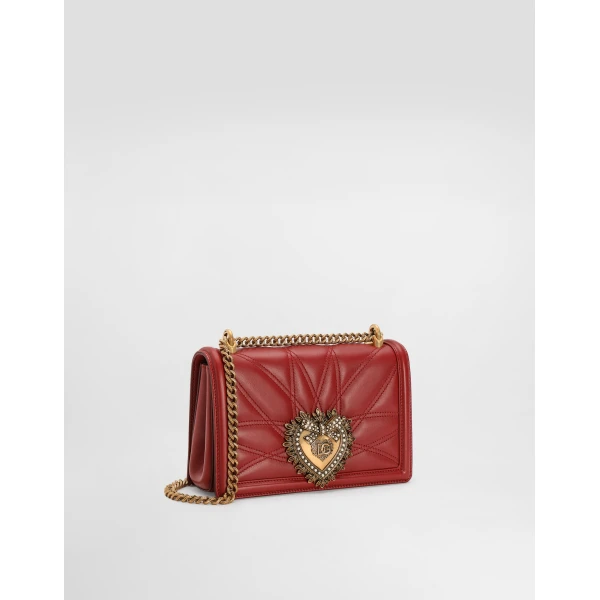 Red Dolce & Gabbana Medium Devotion bag in quilted nappa leather, view 3 | Shoulder & Crossbody Bags