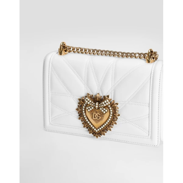 White Dolce & Gabbana Medium Devotion bag in quilted nappa leather, view 6 | Shoulder & Crossbody Bags