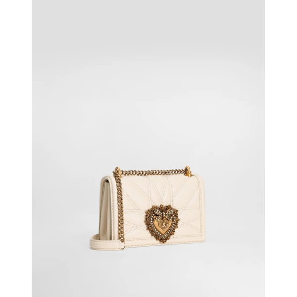 Cream Dolce & Gabbana Medium Devotion shoulder bag, view 3 | Shoulder & Crossbody Bags