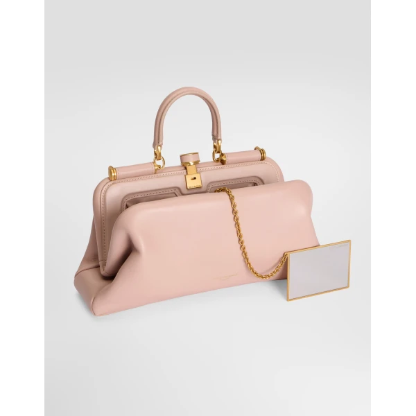 Pale Pink Dolce & Gabbana Medium Grandma handbag in plongé nappa leather, view 6 | Totes & Top-Handle Bags