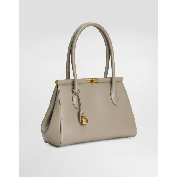 Beige Dolce & Gabbana Medium Marlene Everyday bag in palmellato calfskin, view 3 | Totes & Top-Handle Bags