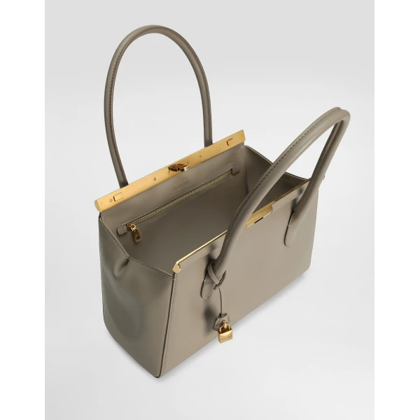Beige Dolce & Gabbana Medium Marlene Everyday bag in palmellato calfskin, view 5 | Totes & Top-Handle Bags