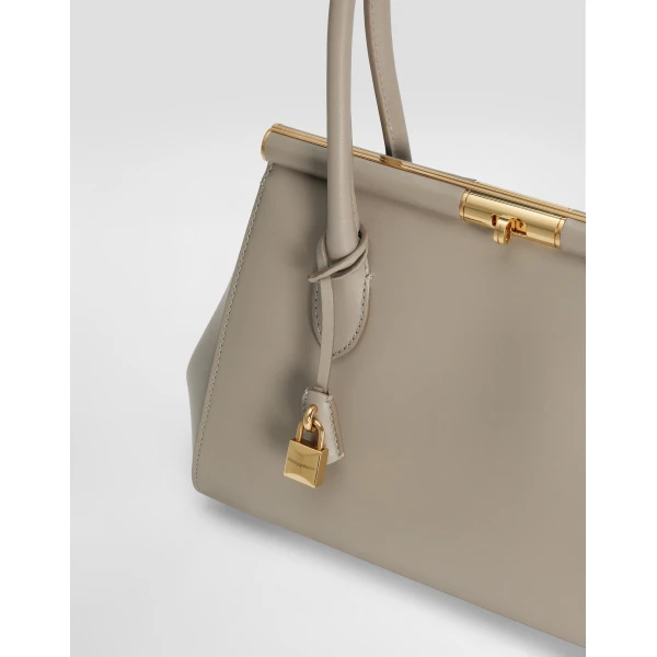 Beige Dolce & Gabbana Medium Marlene Everyday bag in palmellato calfskin, view 6 | Totes & Top-Handle Bags