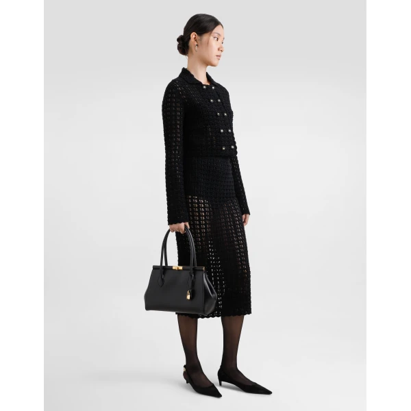 Black Dolce & Gabbana Medium Marlene Everyday bag in palmellato calfskin, view 2 | Totes & Top-Handle Bags