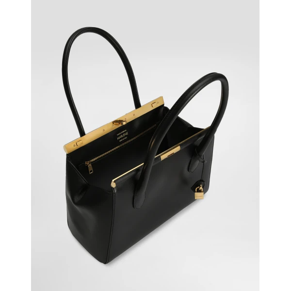Black Dolce & Gabbana Medium Marlene Everyday bag in palmellato calfskin, view 5 | Totes & Top-Handle Bags