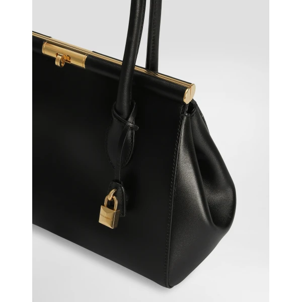 Black Dolce & Gabbana Medium Marlene Everyday bag in palmellato calfskin, view 6 | Totes & Top-Handle Bags
