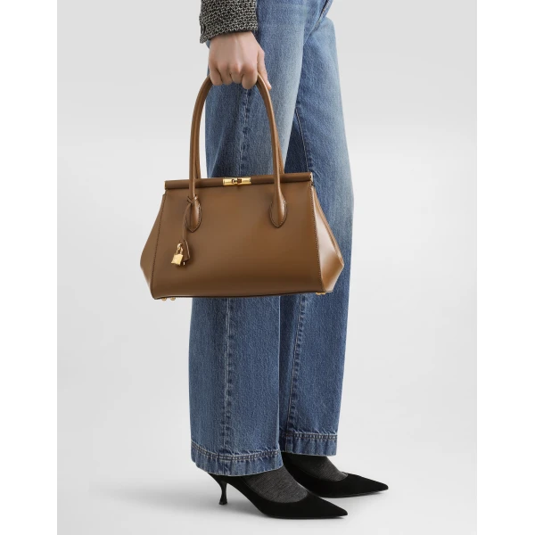 Brown Dolce & Gabbana Medium Marlene Everyday bag in palmellato calfskin, view 2 | Totes & Top-Handle Bags