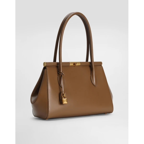 Brown Dolce & Gabbana Medium Marlene Everyday bag in palmellato calfskin, view 3 | Totes & Top-Handle Bags