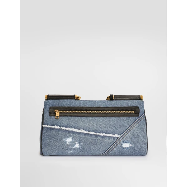 Multicolour Dolce & Gabbana Medium My Sicily denim handbag with embroidery, view 3 | Totes & Top-Handle Bags
