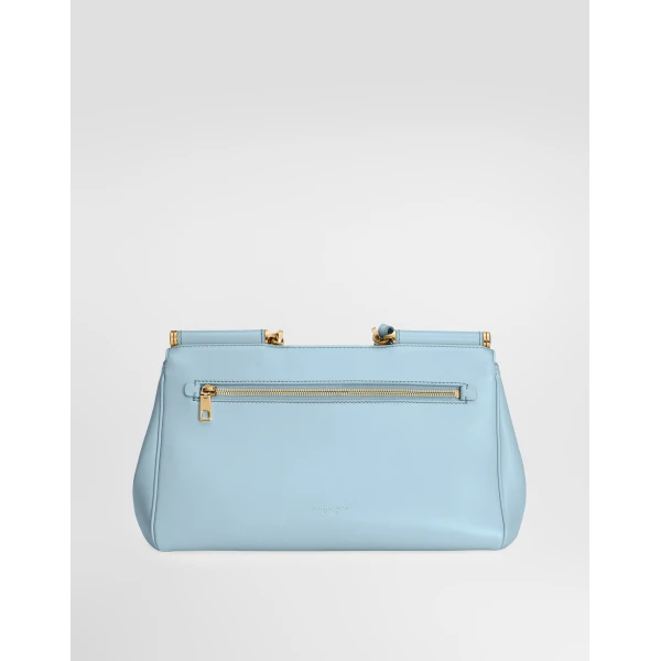 Azure Dolce & Gabbana Medium My Sicily handbag in plongé calfskin, view 4 | Totes & Top-Handle Bags