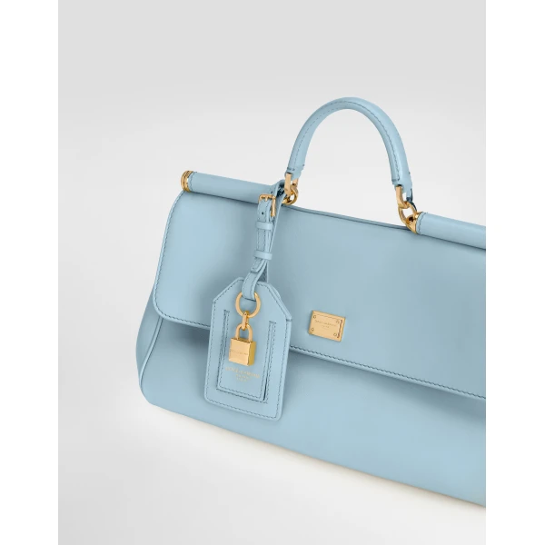 Azure Dolce & Gabbana Medium My Sicily handbag in plongé calfskin, view 5 | Totes & Top-Handle Bags