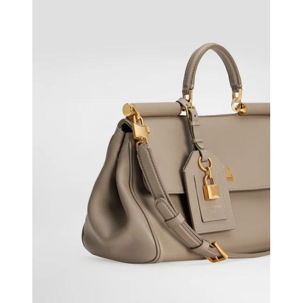 Beige Dolce & Gabbana Medium My Sicily handbag in plongé calfskin, view 5 | Totes & Top-Handle Bags